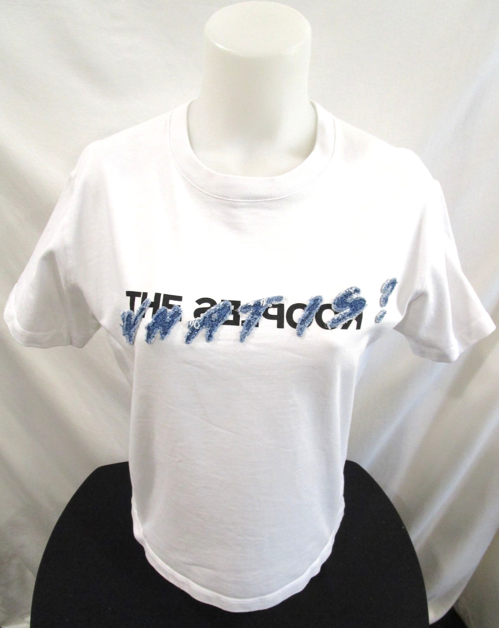 What is The Kooples Denim Applique White T Shirt Women Sz 1 / XS